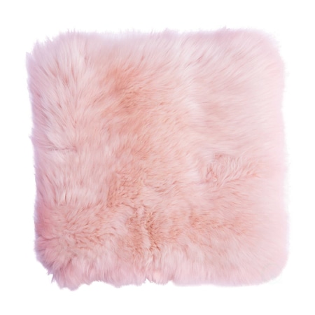 Genuine Australian Lamb Fur Sheepskin Square Pillow Cover 16 In., Pink